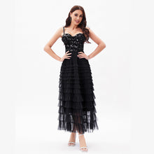 Load image into Gallery viewer, Sexy Socialite High Sense Black Paillette Beauty Back Underwear One Piece Dress Boning Corset Sling Multi-Layer Tiered Dress