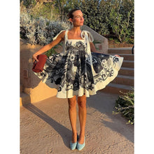 Load image into Gallery viewer, Spring Summer Holiday Positioning Printing Lace up Short Dress
