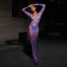 Load image into Gallery viewer, Women Clothing Sexy Ripped Skinny Sheath Dress Rhinestone Printed Dress