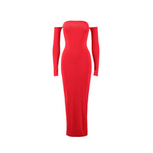 Load image into Gallery viewer, Women Clothing Sexy Sexy off Shoulder Tube Top Oversleeve Slim Sheath Split Elegant Dress