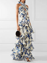 Load image into Gallery viewer, Summer Bohemian Holiday Lace up Lolita Large Swing Dress Printed Dress