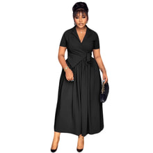 Load image into Gallery viewer, Elegant Office Collared Waist Tight Lace up Loose Dress