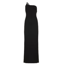 Load image into Gallery viewer, Sexy Lace up Big Back Exposure Dress Design Solid Color One Shoulder Slim Fit Maxi Dress