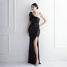 Load image into Gallery viewer, Craft Sequined Toast Clothing Long One Shoulder Appreciation Dinner Slim Fit Fishtail Wedding Socialite
