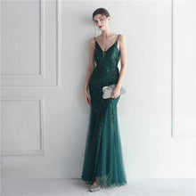 Load image into Gallery viewer, Popular Mesh Beads Sequined Dress Long Evening Dress Star Event Exhibition Stage