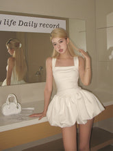 Load image into Gallery viewer, Ballet White Cami Dress Women Summer Small Waist A line Slimming Puffy Short Dress