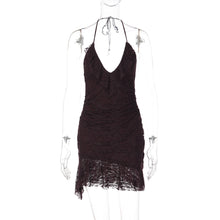 Load image into Gallery viewer, Sexy Lace Dress Vacation Summer Tight Waist Halter Tight Backless Short Dress