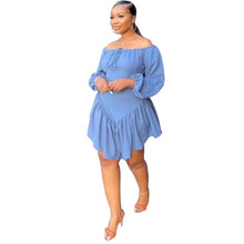 Load image into Gallery viewer, Sexy Slim Fit Solid Color Lace Band Elastic off Shoulder Lantern Sleeve Dress