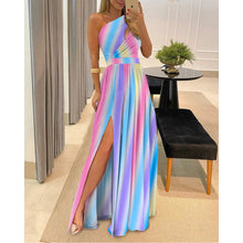 Load image into Gallery viewer, Women Clothing Slant Shoulder Dress Elegance Sleeveless Sexy High Waist Split Dress