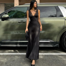 Load image into Gallery viewer, Women Clothing Winter Sexy Lace Deep V Plunge Strap Slim Fit Backless Dress