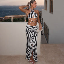 Load image into Gallery viewer, Spring Sexy Backless Halter Bandage Split Stringy Selvedge Dress Women