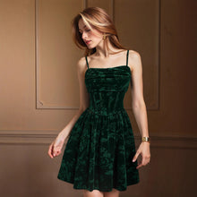 Load image into Gallery viewer, Women Clothing Dress Christmas Valentine Day Strap Type Velvet Embossed Dress