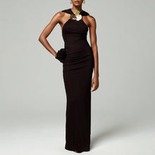 Load image into Gallery viewer, Socialite Halter Formal Dress Niche Metal Buckle Decoration Slim Slimming Maxi Dress Women
