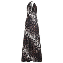 Load image into Gallery viewer, Sexy Party Formal Dress Leopard Print Backless Halter Tied V neck Dress