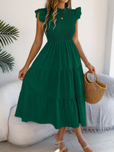 Load image into Gallery viewer, Women Clothing Spring Summer Solid Color Stringy Selvedge Flying Sleeves Smocking Waist-Slimming Maxi Dress