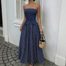 Load image into Gallery viewer, Summer Date Elegant Retro Tube Top Maxi Dress Sleeveless Polka Dot Dress Women