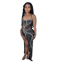 Load image into Gallery viewer, Summer Women Clothing Sexy Mesh Rhinestone Night Club Slip Dress Women