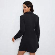 Load image into Gallery viewer, Autumn Casual Office Shirt Dress Single Breasted Black Long Sleeve Collared Dress