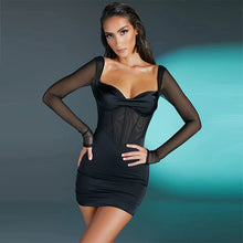 Load image into Gallery viewer, Spring Tight Dress Sexy Boning Corset Mesh Square Collar Tight