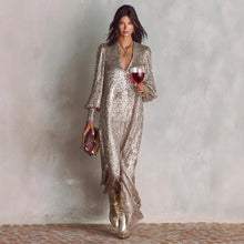 Load image into Gallery viewer, Autumn Winter Long Sleeve Split Sequ Dress Casual Loose Party Dress