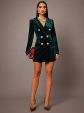 Load image into Gallery viewer, Velvet Coat Women Polo Collar Elegant British Double Breasted Slim Business Blazers Dress