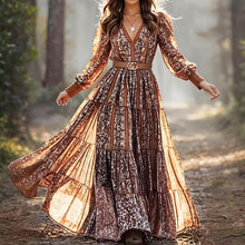 Load image into Gallery viewer, Women Printed Fashionable V neck Bohemian Maxi Dress
