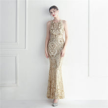 Load image into Gallery viewer, Craft Beaded Positioning Floral Sequin Star Wedding Prom Maxi Dress
