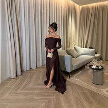 Load image into Gallery viewer, Spring Summer Women Clothing Tube Top Stitching Lace Long Sleeve Big Hem Elegance Retro Dress