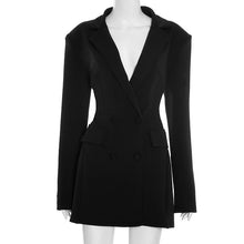 Load image into Gallery viewer, Women Clothing Autumn Solid Color Casual Slim Fit Suit Long Sleeve Bud Faux Pocket Dress
