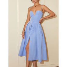 Load image into Gallery viewer, Gentle Square Collar Sling Midi Dress French Elegant Slit Design Dress