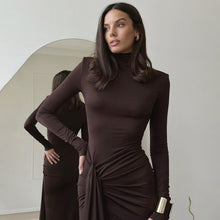Load image into Gallery viewer, Women Clothing Winter Sexy Slit Sheath Dress Sexy Turtleneck Slim Fit Dress