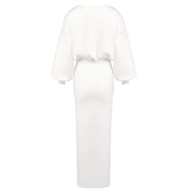 Load image into Gallery viewer, Women White Autumn Winter Extended Slimming High Elastic Maxi Dress Hip Dress Long Sleeve Dress