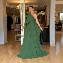 Load image into Gallery viewer, Spring Autumn Oblique Shoulder Chiffon Party Dress Loose Big Hem Women Dress