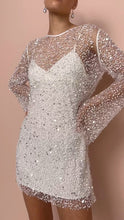 Load image into Gallery viewer, Women Clothes Size Bubble Beads See Through Mesh Two Piece Set Sling Dress