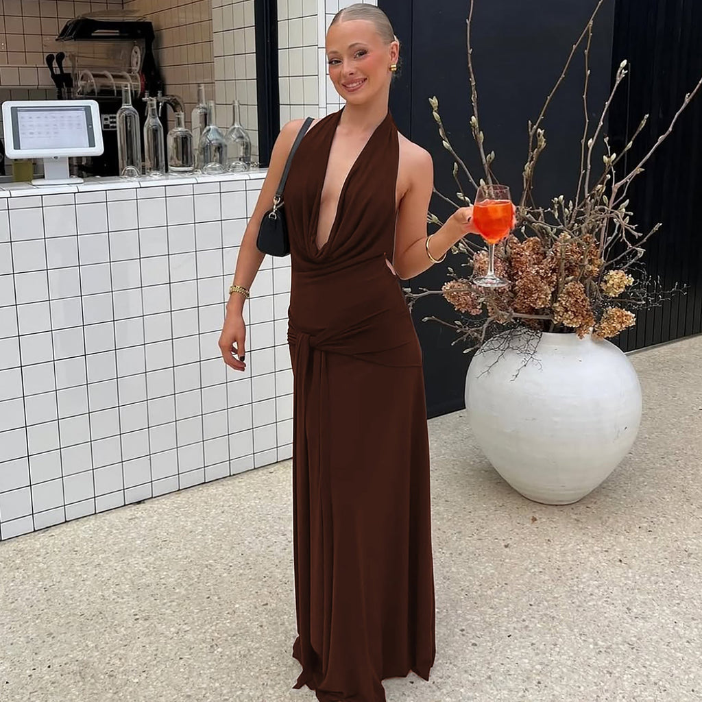 Women lothing Autumn Sexy Tube Top Halter Backless Slim Dress