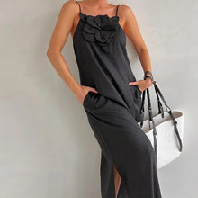Load image into Gallery viewer, Spring Summer Strap Three Dimensional Floral Strap Cotton Linen Sleeveless Dress for Women