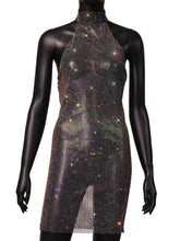 Load image into Gallery viewer, Summer Sexy Rhinestone Grid Turtleneck Dress Women