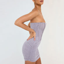 Load image into Gallery viewer, Women Clothing Tube Top off Neck Dress Fashionable Sexy Night Club Backless Hip