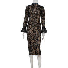 Load image into Gallery viewer, Sexy Women Wear Long Sleeve Lace Hollow Out Cutout out Slim Fit Elegant Sexy Hip Dress