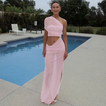 Load image into Gallery viewer, Women Clothing Spring Summer Mesh Stitching Tube Top Top Side Hollow Out Cutout Dress