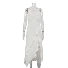 Load image into Gallery viewer, French Design Irregular Asymmetric Hem Backless Sexy Dress Women Lace Stitching Sleeveless Cami Dress
