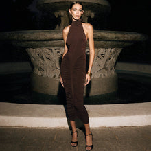 Load image into Gallery viewer, Women Clothing Summer Halter High Collar Pleated Hip Dress Women