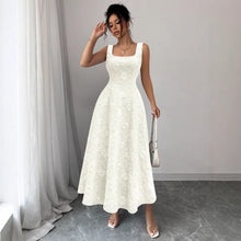 Load image into Gallery viewer, Popular Summer Vest Pullover Square Collar Jacquard Floral Swing Elegant Dress