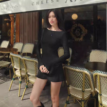 Load image into Gallery viewer, Sexy Street Shooting Solid Color Minimalist Long Sleeve Sexy Big Backless Tied Dress