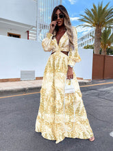 Load image into Gallery viewer, Women Wear Spring Long Printed V neck Long Sleeve Elegant Dress