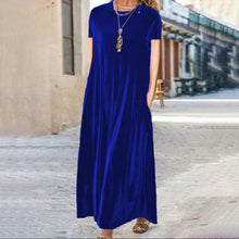 Load image into Gallery viewer, Spring Gold Velvet Slimming Crew Neck Maxi Dress