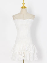 Load image into Gallery viewer, Sexy Solid Color A Line Women Autumn Bandeau One Shoulder Embroidery Embroidery Dress