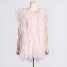 Load image into Gallery viewer, Irregular Asymmetric Ruffled Stitching See through Organza Sleeveless Sexy Dress Women