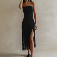 Load image into Gallery viewer, Dress Summer Tassel Sexy Tube Top Split Dress Women