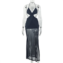 Load image into Gallery viewer, Sexy Women Clothing Backless Pleated Hip Dress Halter Wrapped Chest Cross Solid Color Maxi Dress